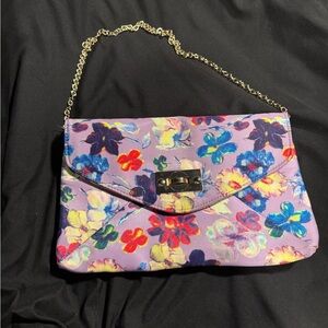 Aldo floral clutch bag with gold chain